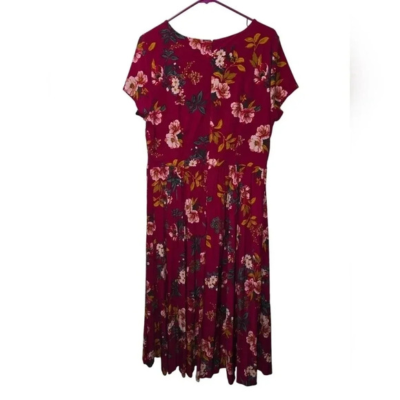 ANN TAYLOR LOFT ROSE PINK DRESS FLORAL PLEATED BODICE IS LINED - SZ 12 - Picture 2 of 5